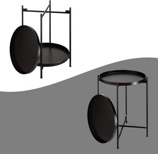 Mesa Lateral Redonda 2 Niveles Negra