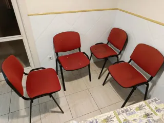 4 Sillas Oficina Rojas Tapizadas