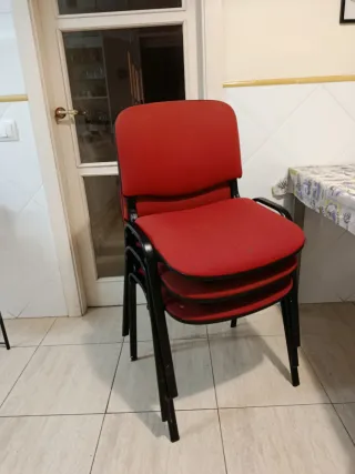 4 Sillas Oficina Rojas Tapizadas