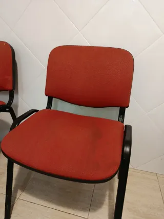 4 Sillas Oficina Rojas Tapizadas