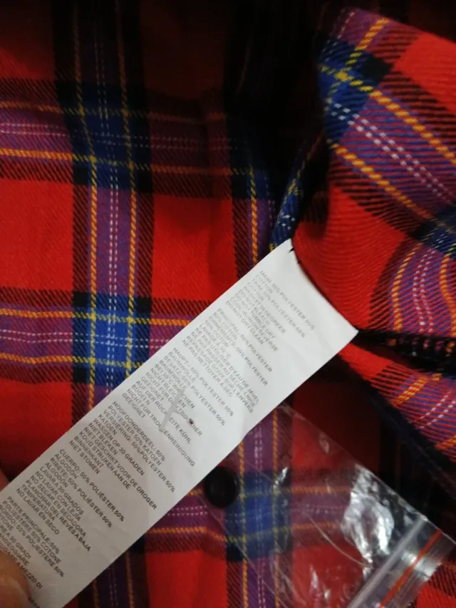 Boohoo Camicia rossa blu fantasia quadri tartan