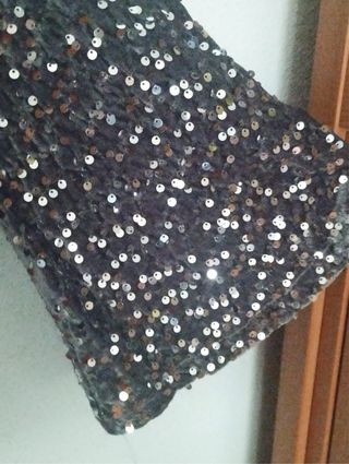 Vestido Terciopelo Lentejuelas Plata