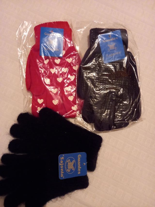 Lote 4 pares guantes lana