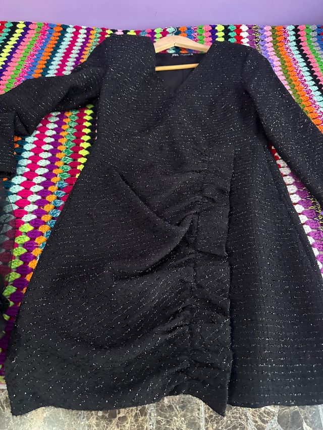 Vestido Zara Negro Brillante