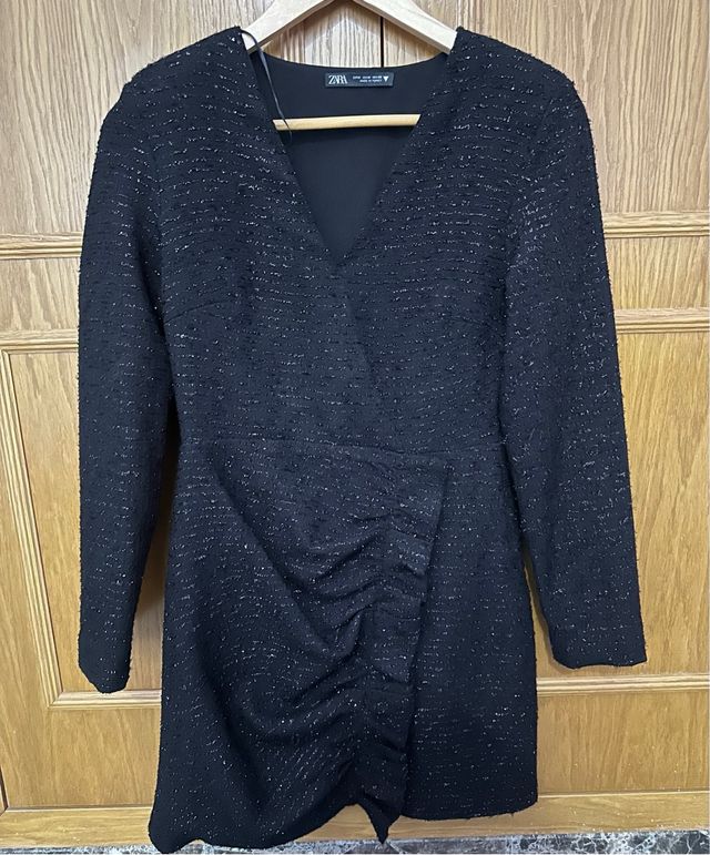 Vestido Zara Negro Brillante