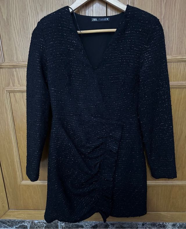 Vestido Zara Negro Brillante