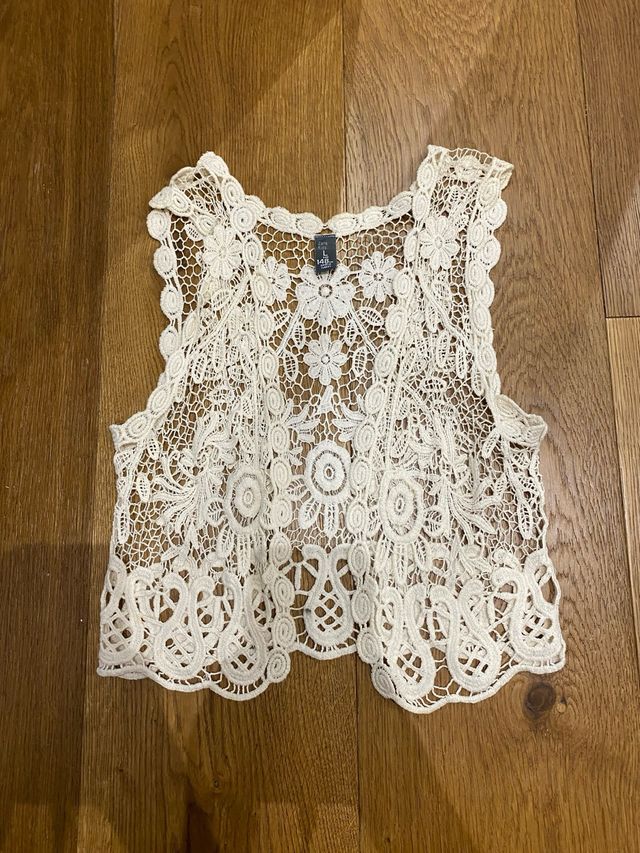 Chaleco Zara Kids Encaje Flores Talla L