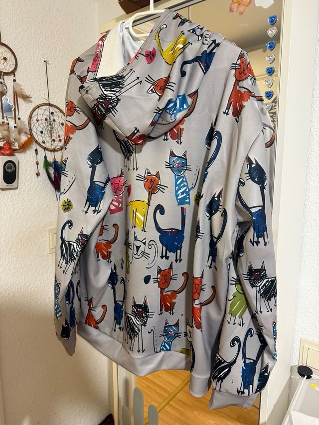 Sudadera con estampado de gatos oversize XXL