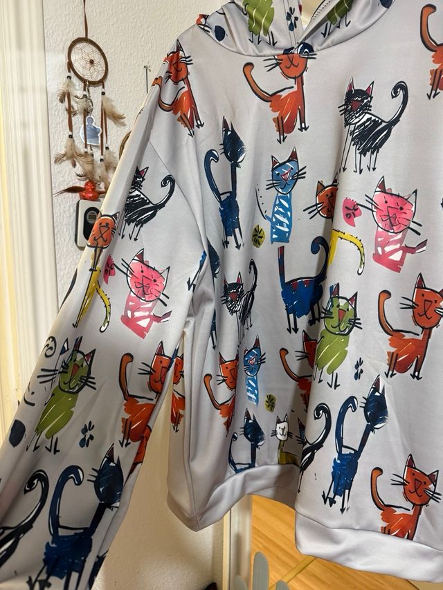 Sudadera con estampado de gatos oversize XXL
