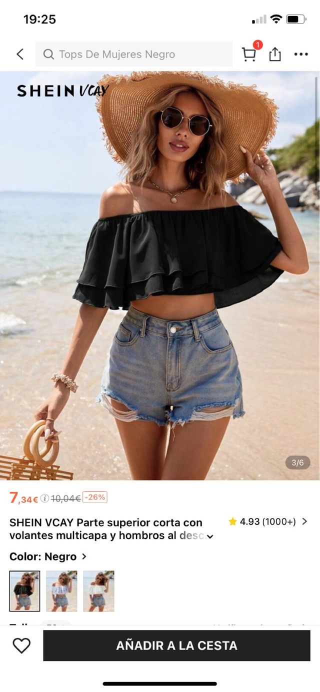 SHEIN Top Nero con Spalle Scoperte