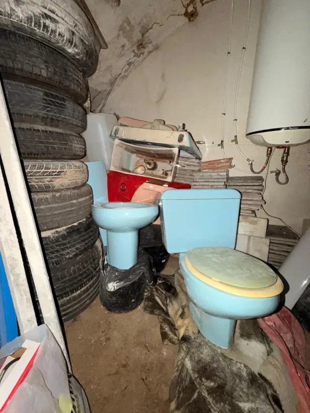 Conjunto Baño Vintage Azul y Rosa