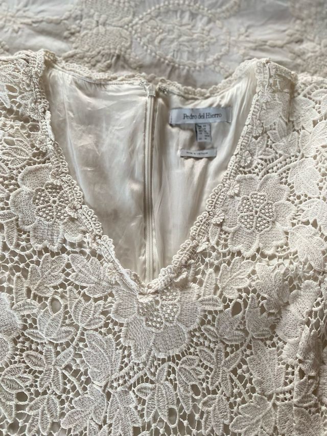 Vestido de encaje de Pedro del Hierro Blanco T.44