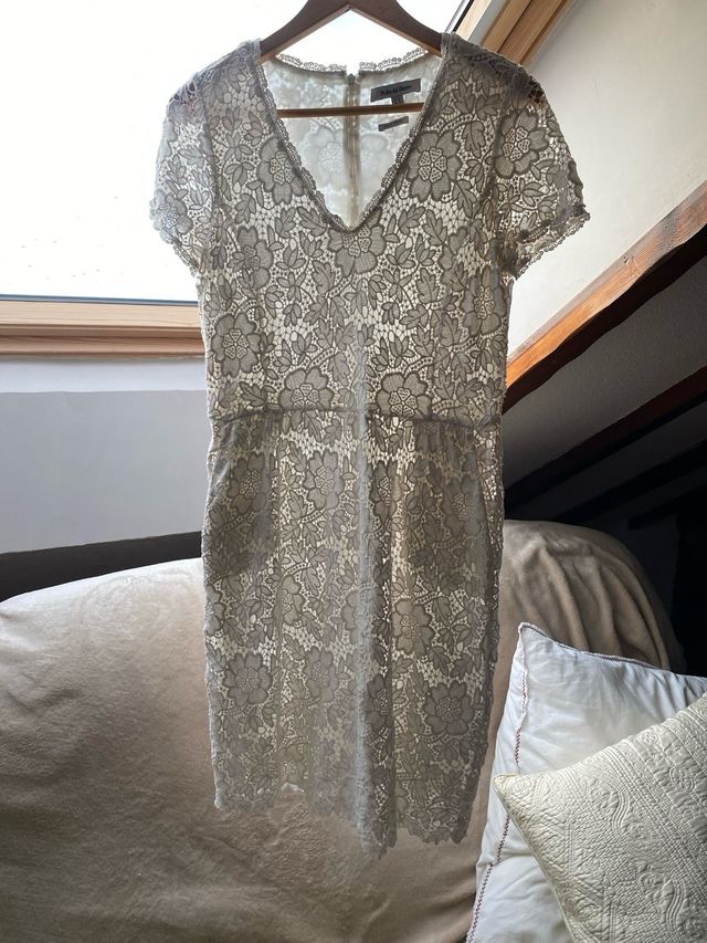 Vestido de encaje de Pedro del Hierro Blanco T.44