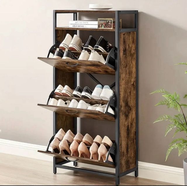 Zapatero 3 Puertas Madera y Metal