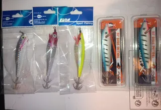 Lote 5 señuelos pesca EVIA Trolling Squid Jig