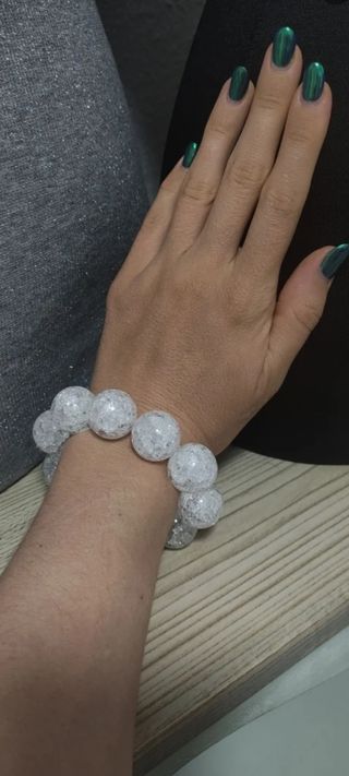 Pulsera elasticoGRANDE 20mm cuarzo fisurado blanco