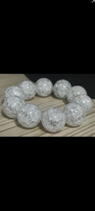 Pulsera elasticoGRANDE 20mm cuarzo fisurado blanco