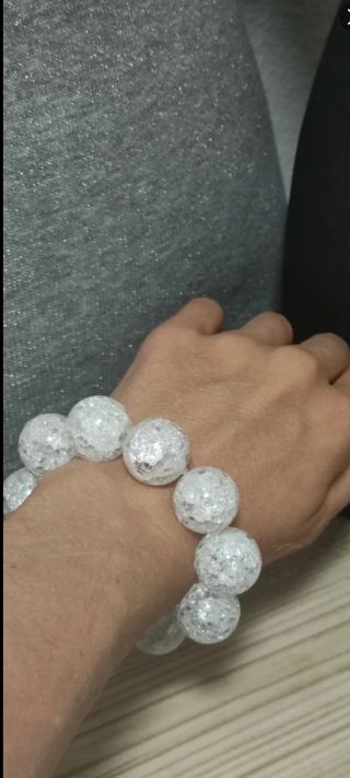 Pulsera elasticoGRANDE 20mm cuarzo fisurado blanco