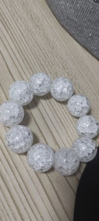 Pulsera elasticoGRANDE 20mm cuarzo fisurado blanco