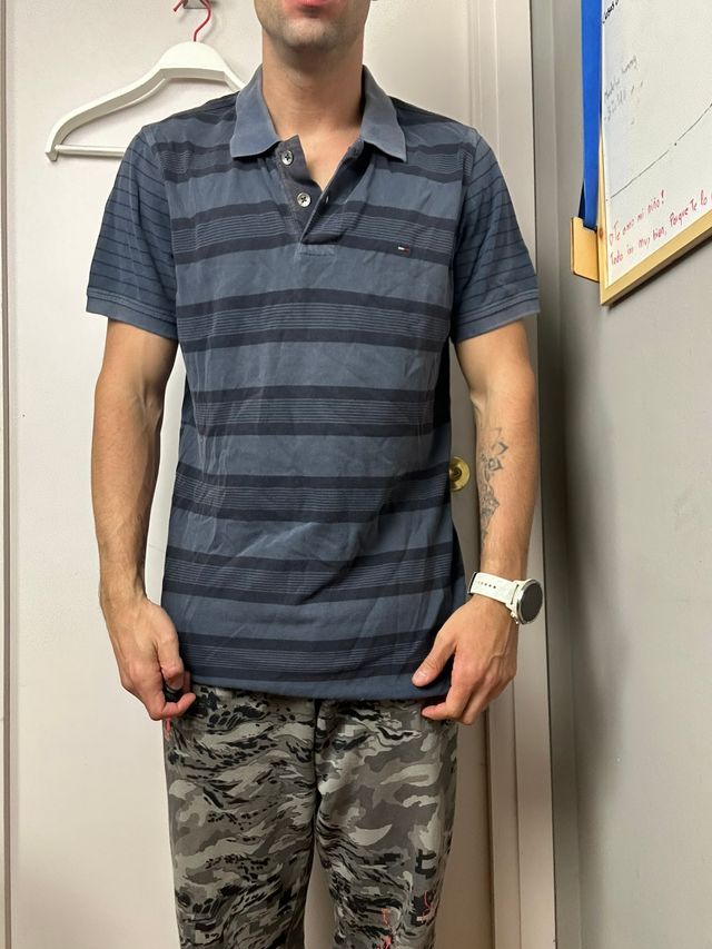 Polo Tommy Hilfiger Blu Navy e Nero a Righe