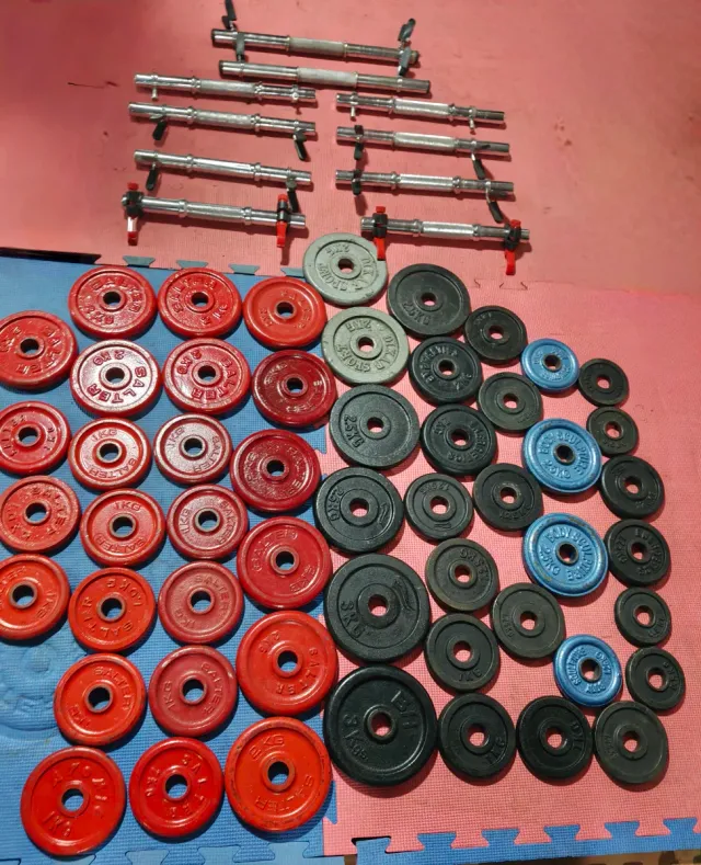 PESAS DISCOS BARRAS MANCUERNAS TOPES 30MM