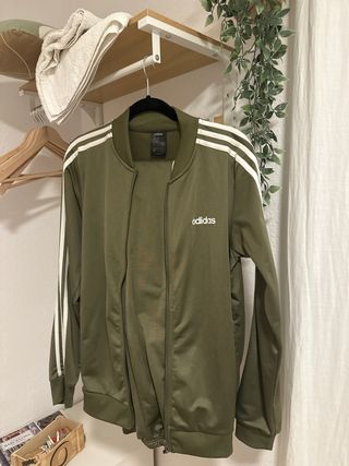 Chaqueta Adidas Verde con Rayas Blancas