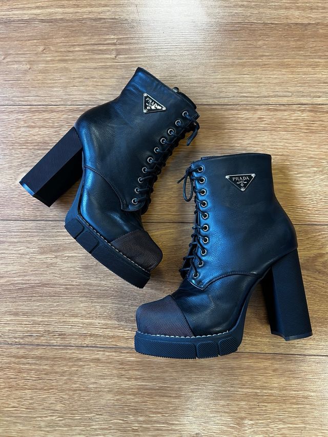 Botines Prada Negros Tacón Plataforma