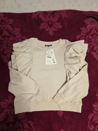 Jersey Zara volantes beige talla S