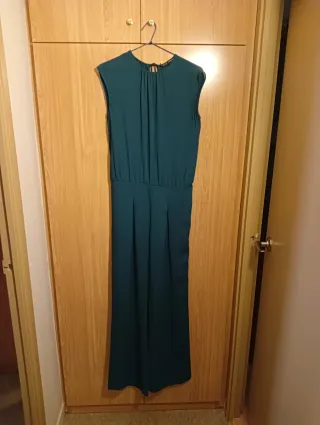 Mono Zara azul petróleo pierna ancha