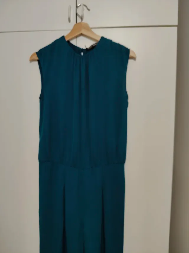 Mono Zara azul petróleo pierna ancha