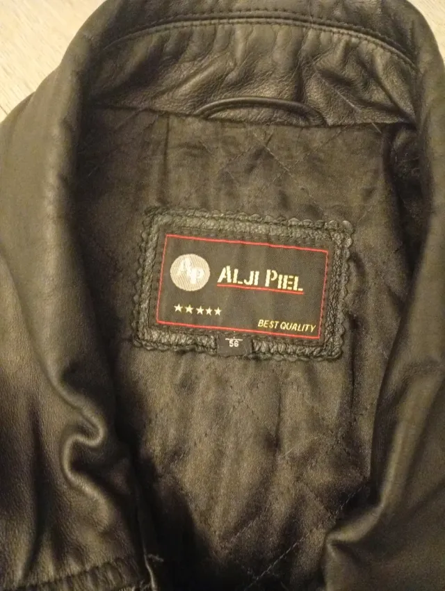 Cazadora larga cuero hombre negra