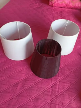 Pantallas de lámpara tela (blanco y marrón)
