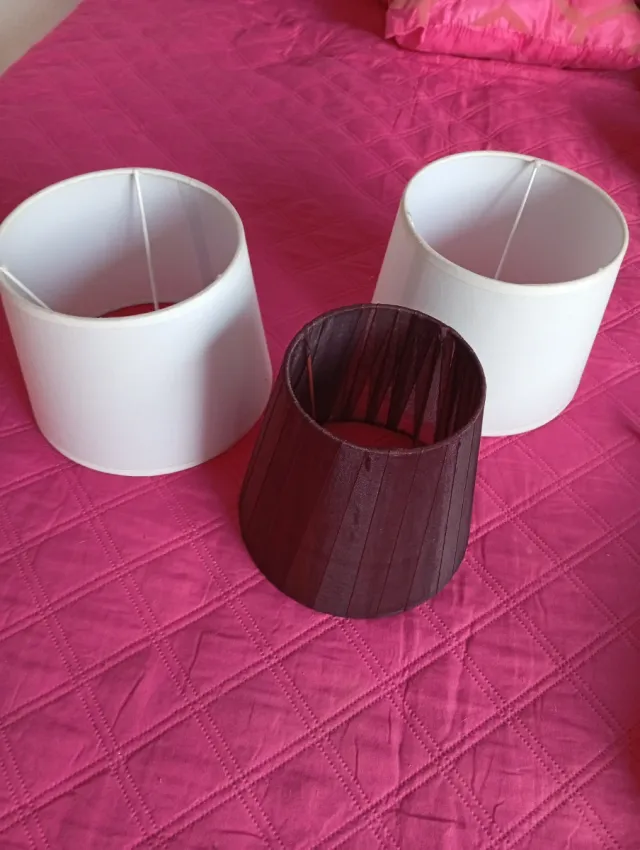 Pantallas de lámpara tela (blanco y marrón)