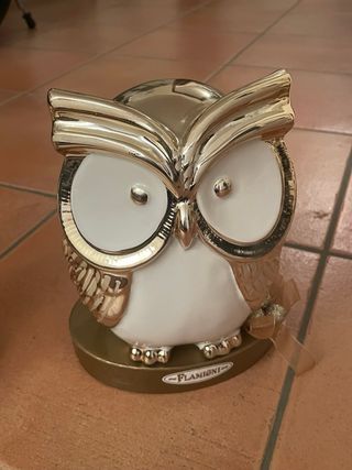 Coppia Gufi Ceramica Dorata