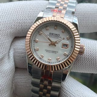 Seiko Mod Datejust Blanco Diamantes