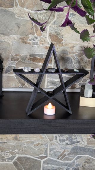 Prateleira Estrela Pentagrama Mística Madeira