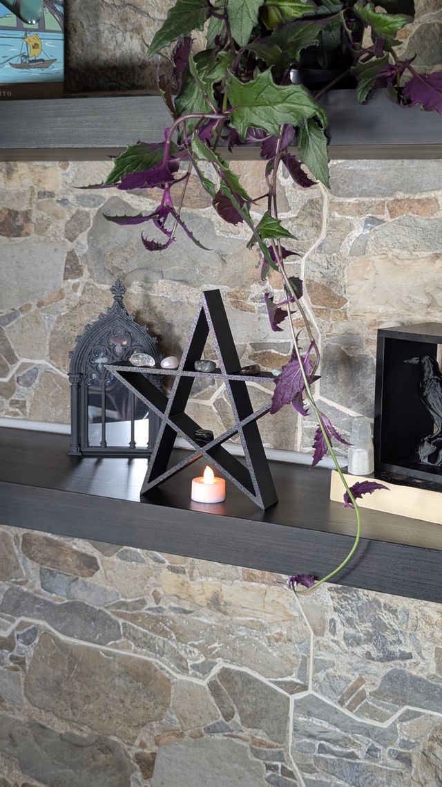 Prateleira Estrela Pentagrama Mística Madeira