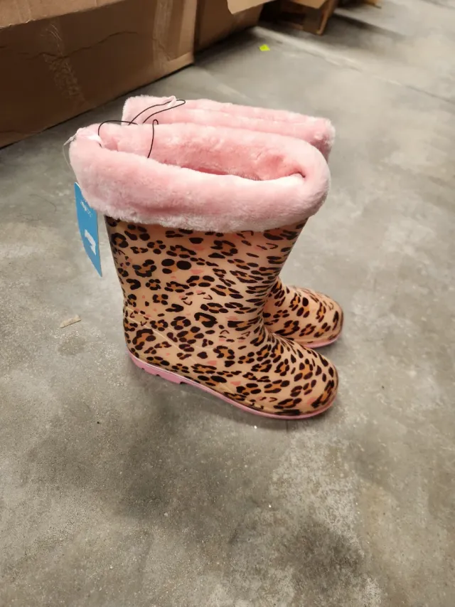 Botas de agua con estampado de leopardo y forro ro