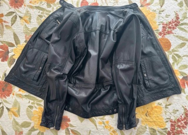 Cazadora Piel Massimo Dutti Negra.