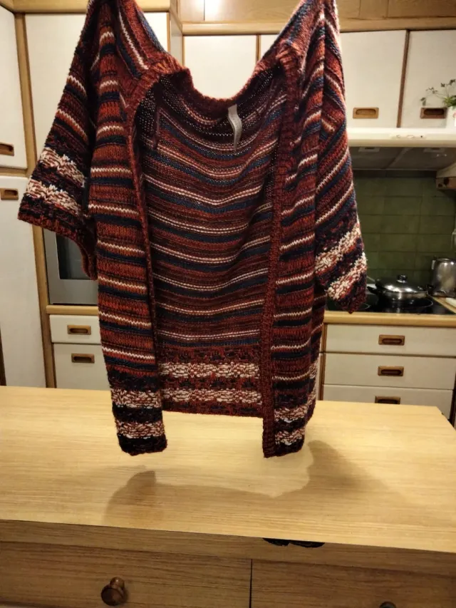 Chaqueta tejida manga corta multicolor