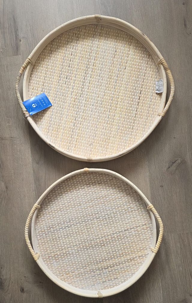 Pareja Bandejas Redondas Ratán