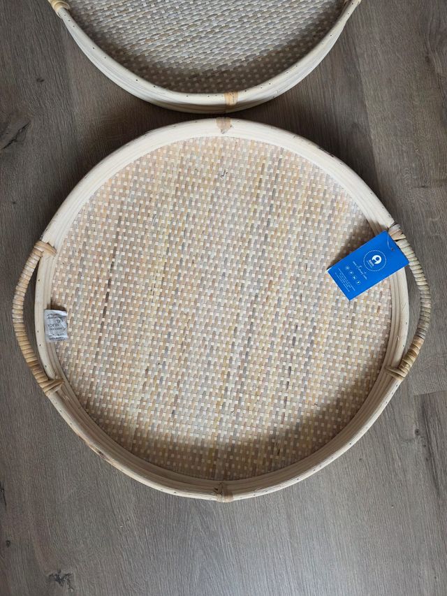 Pareja Bandejas Redondas Ratán