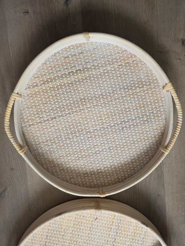 Pareja Bandejas Redondas Ratán