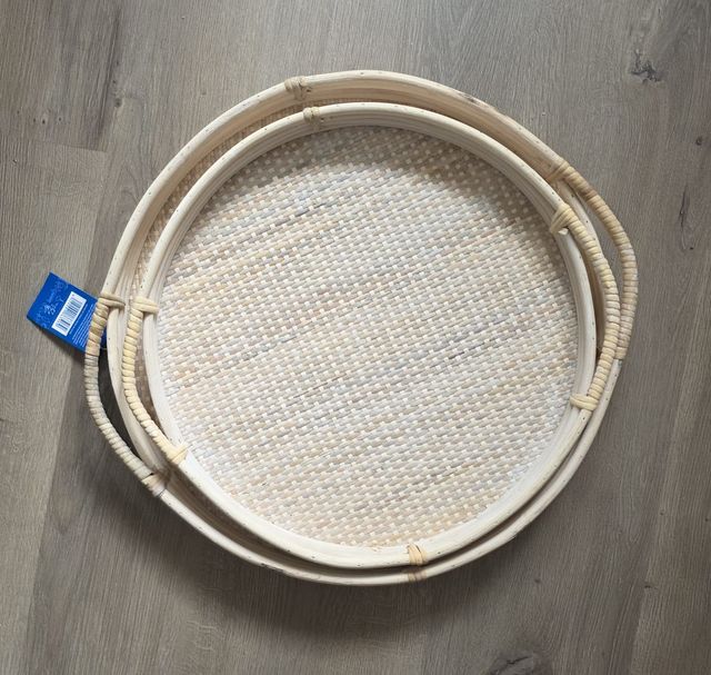 Pareja Bandejas Redondas Ratán