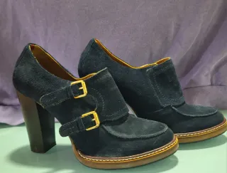 Botines de tacón Tommy Hilfiger azul y dorado