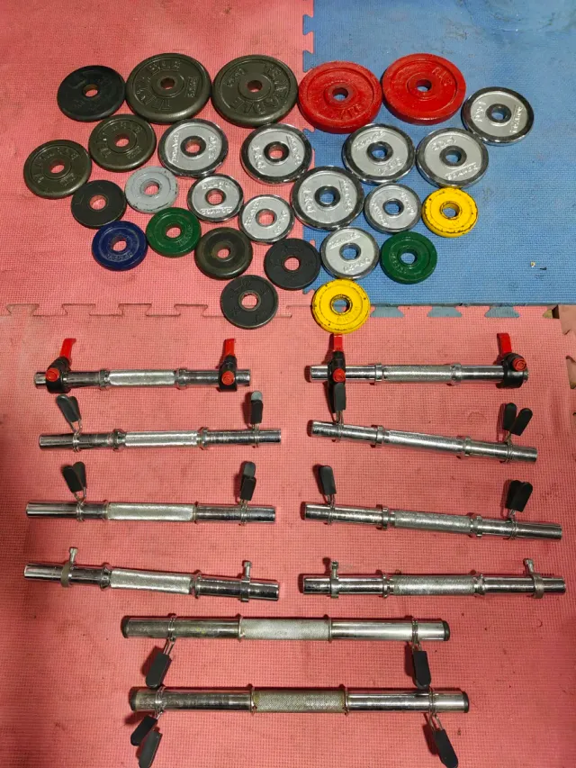 PESAS DISCOS BARRAS 28MM MANCUERNAS