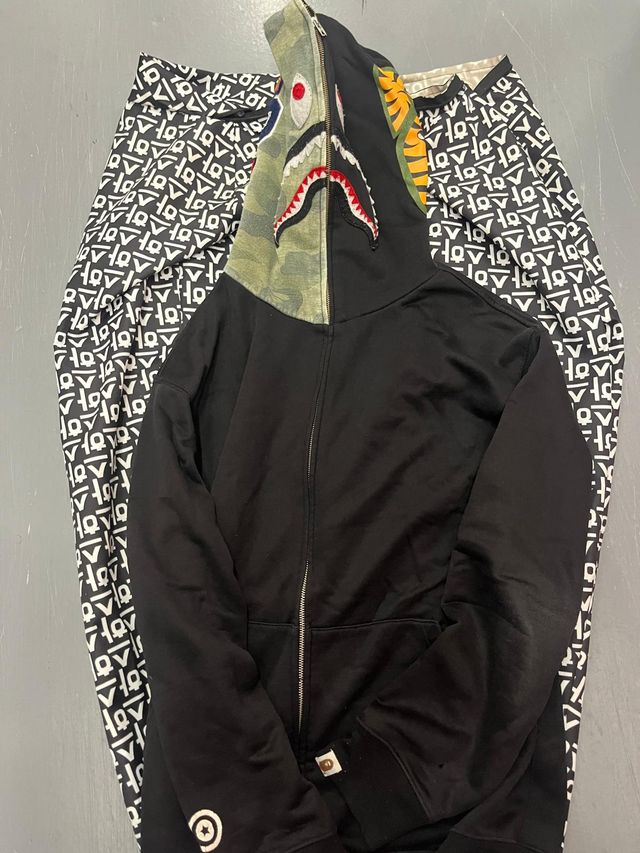 Sudadera BAPE Shark Camo Negra y Verde