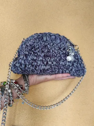 Borsa in lycra e ciniglia grigia