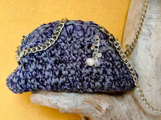 Borsa in lycra e ciniglia grigia