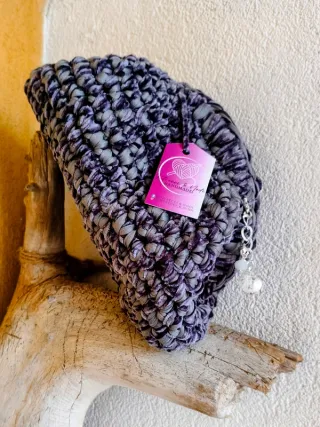 Borsa in lycra e ciniglia grigia